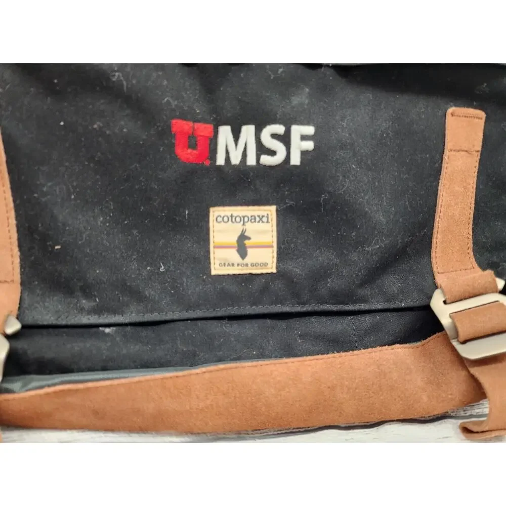 Cotopaxi Canvas Shoulder Messenger Laptop Bag Brown Leather Trim KPong 15 L